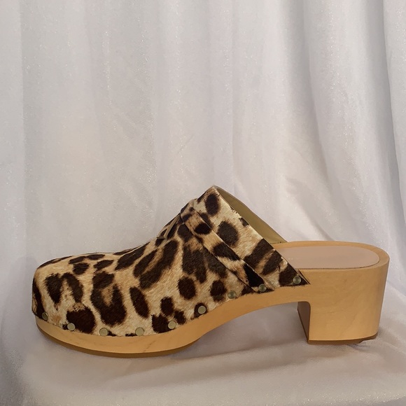 Brand New Loeffler Randall Roberta Leopard-Print Calf-Hair Clogs size 9 - Picture 3 of 9